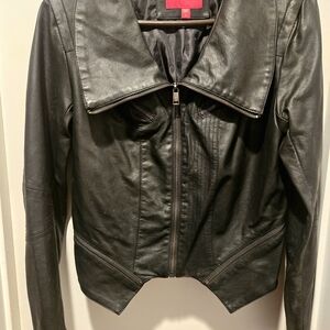 Vintage Guess brand faux Black Leather Moto Jacket, Size L